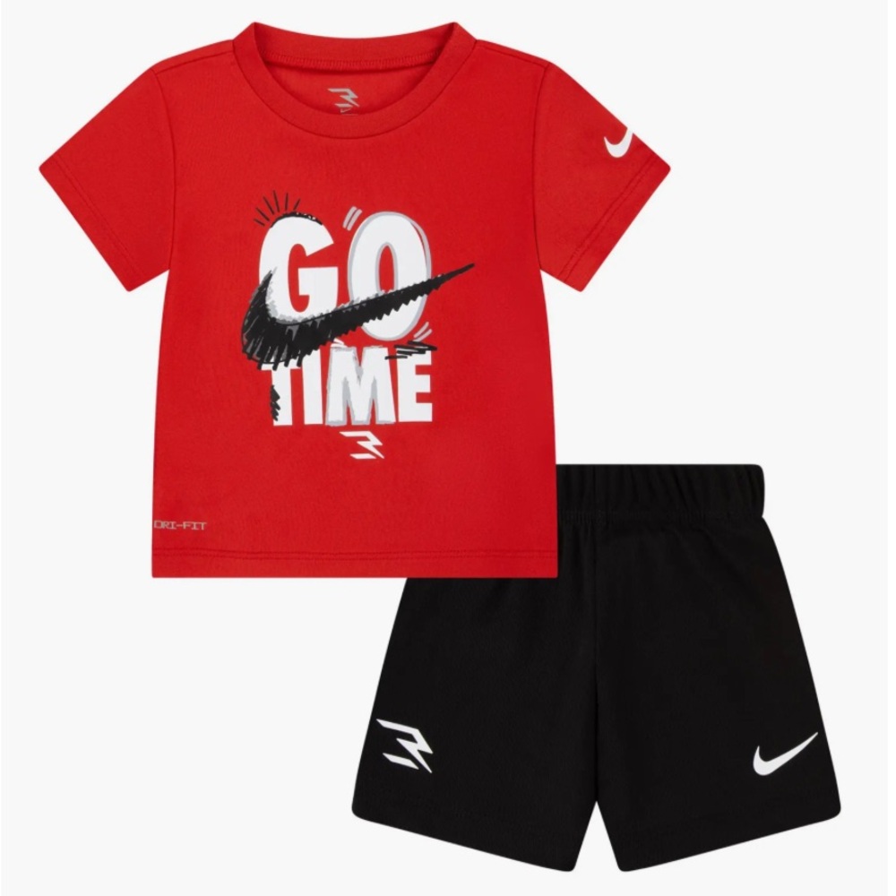 Nike Red Graphic 'Go Time' Tee with Black Nike Shorts